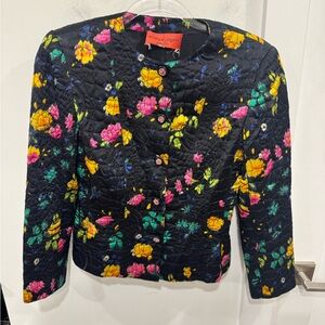 Emanuel Ungaro Black Floral Quilted Blazer